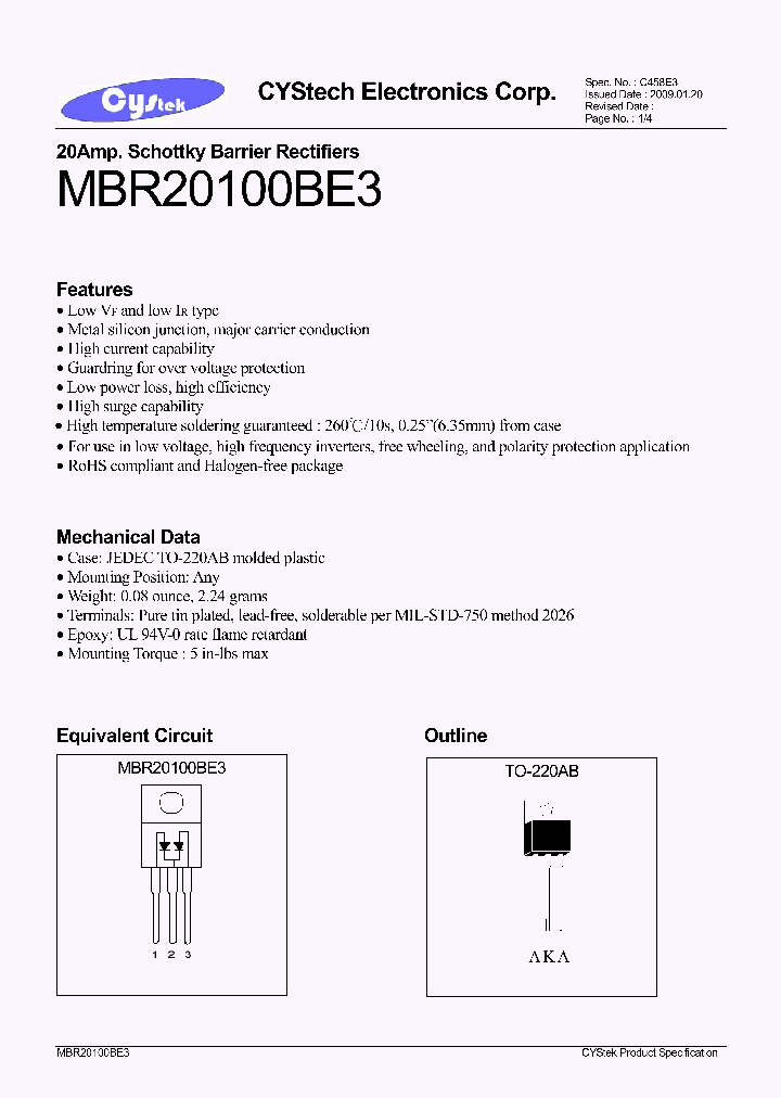 MBR20100BE3_8079363.PDF Datasheet