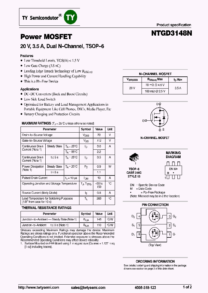 NTGD3148NT1G_8079947.PDF Datasheet
