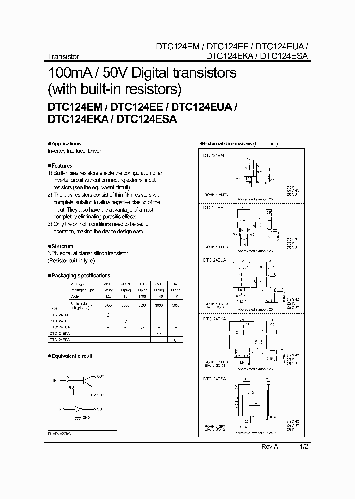 DTC124ESATP_8081247.PDF Datasheet