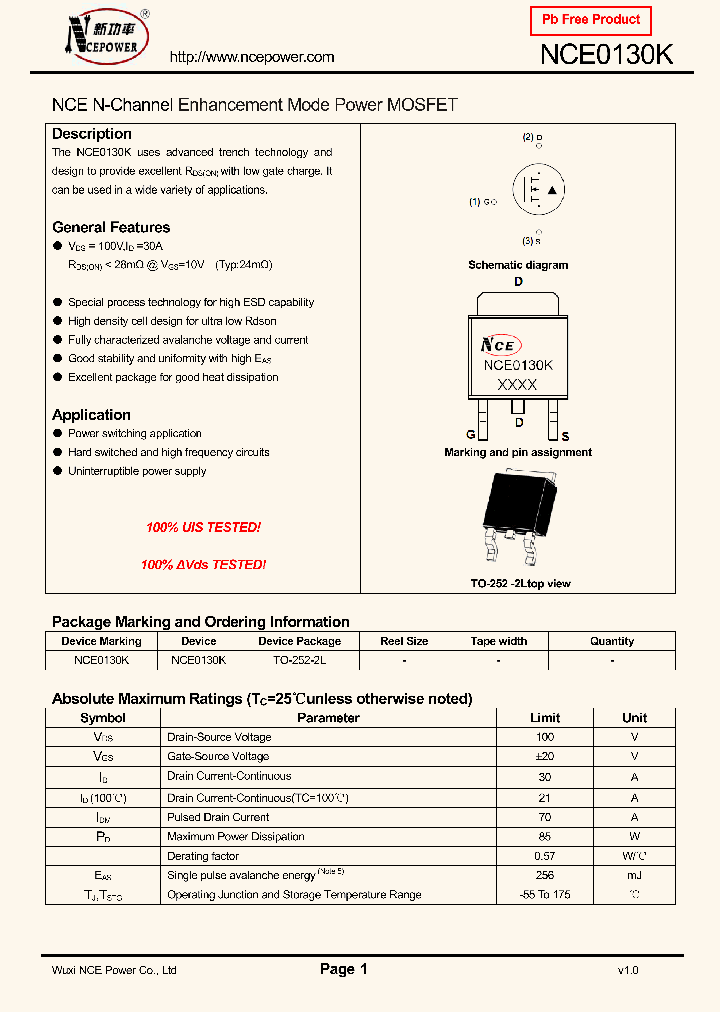 NCE0130K_8081297.PDF Datasheet