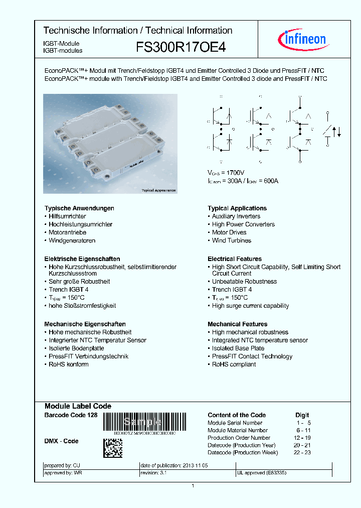 FS300R17OE4_8082970.PDF Datasheet