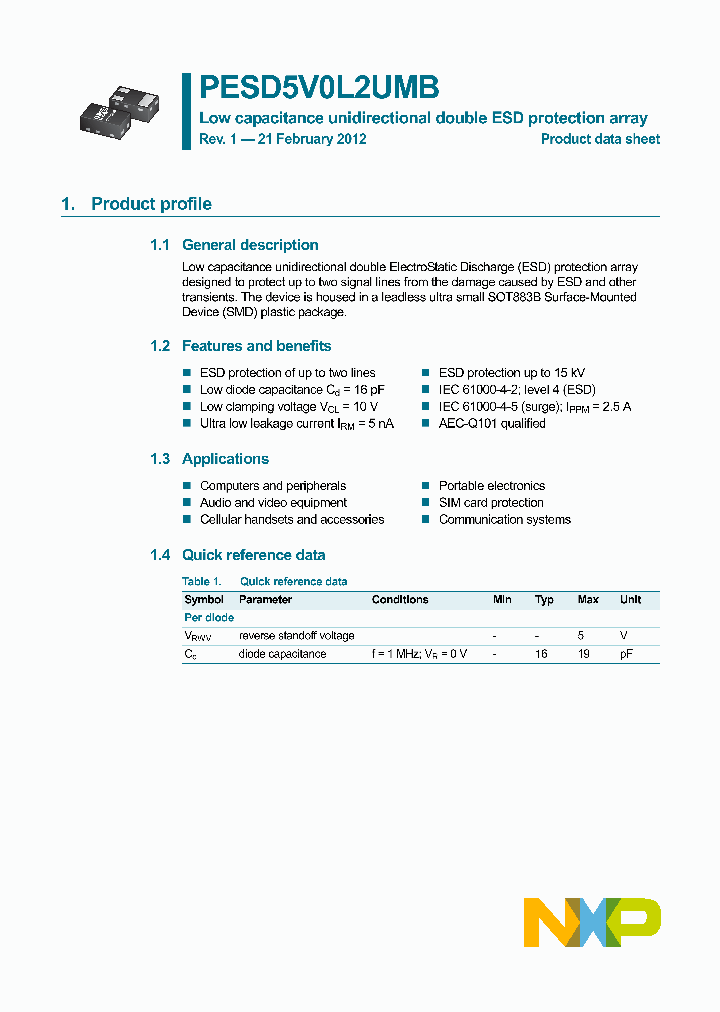 PESD5V0L2UMB_8084252.PDF Datasheet