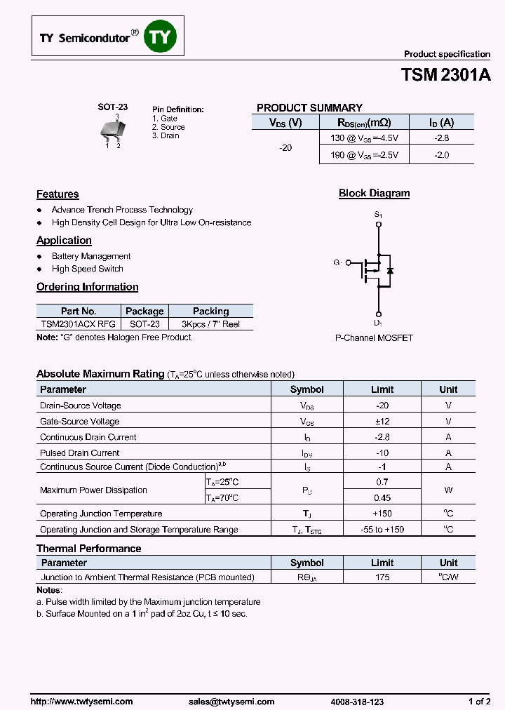 TSM2301ACXRFG_8084956.PDF Datasheet