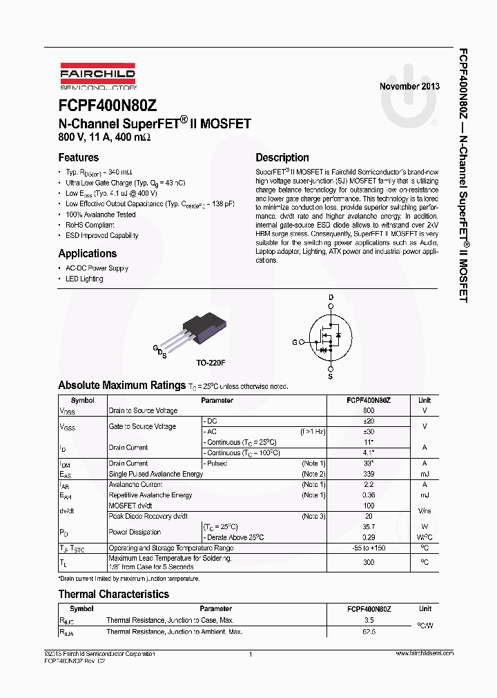 FCPF400N80Z_8085478.PDF Datasheet
