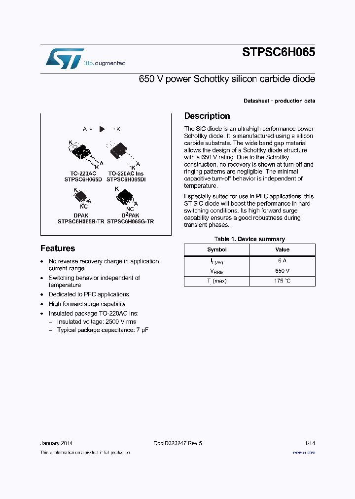 STPSC6H065G-TR_8086632.PDF Datasheet
