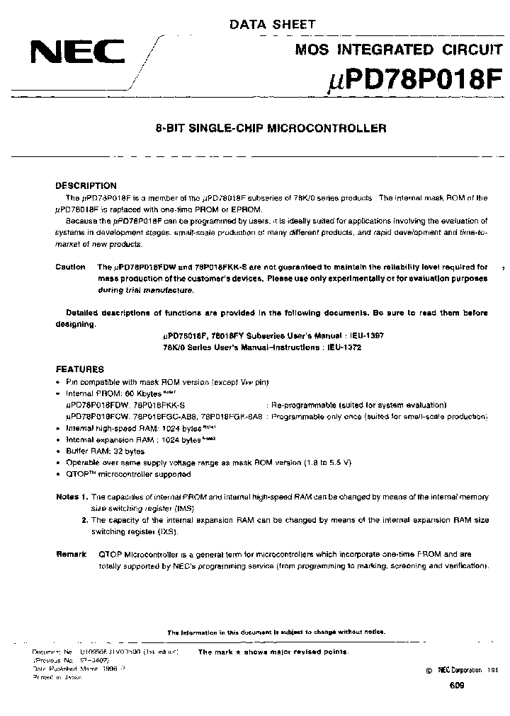 UPD78P018FCW_8088630.PDF Datasheet