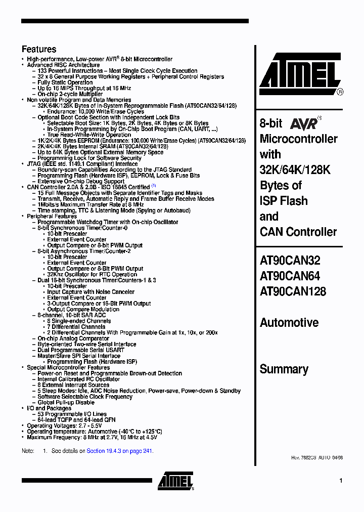AT90CAN64_8090762.PDF Datasheet