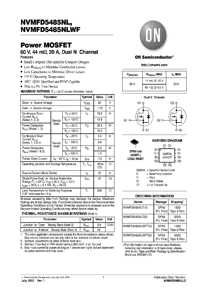 NVMFD5485NL_8091288.PDF Datasheet