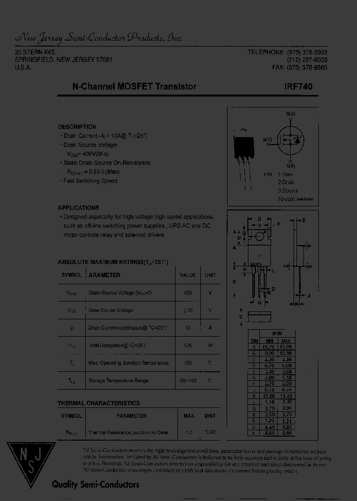 IRF740_8092771.PDF Datasheet