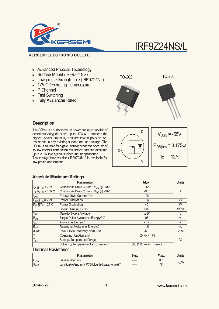 IRF9Z24NS_8093439.PDF Datasheet