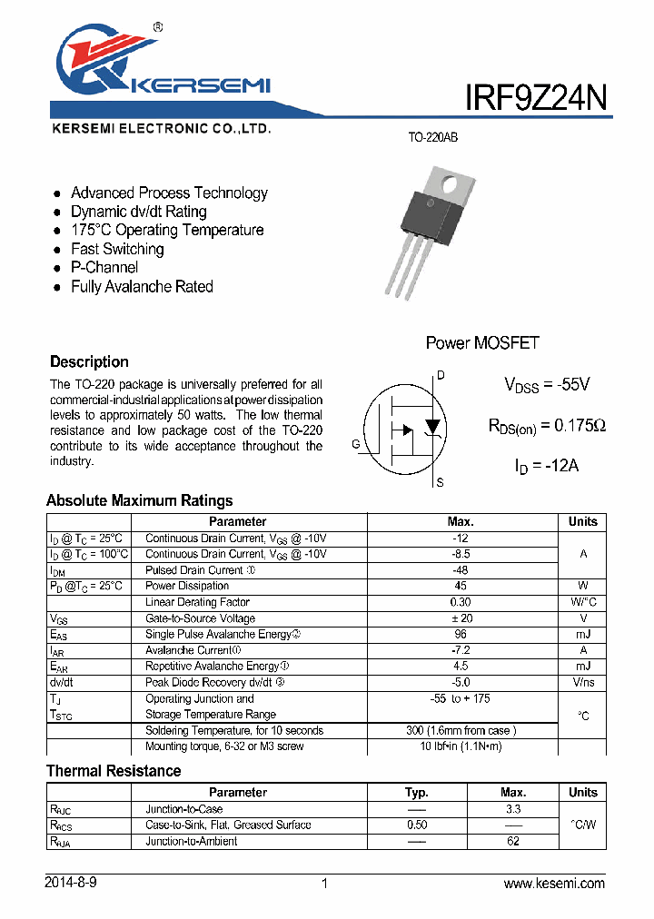 IRF9Z24N_8093437.PDF Datasheet