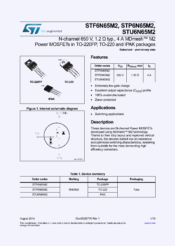 STP6N65M2_8094107.PDF Datasheet