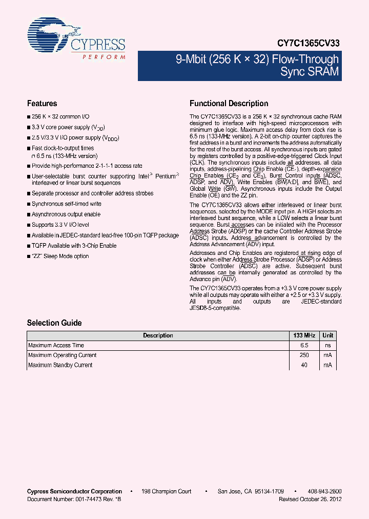 CY7C1365CV33_8099493.PDF Datasheet
