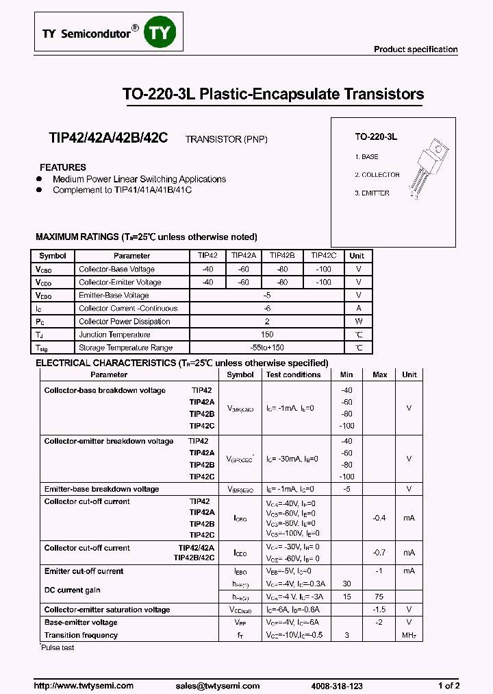 TIP42_8102550.PDF Datasheet