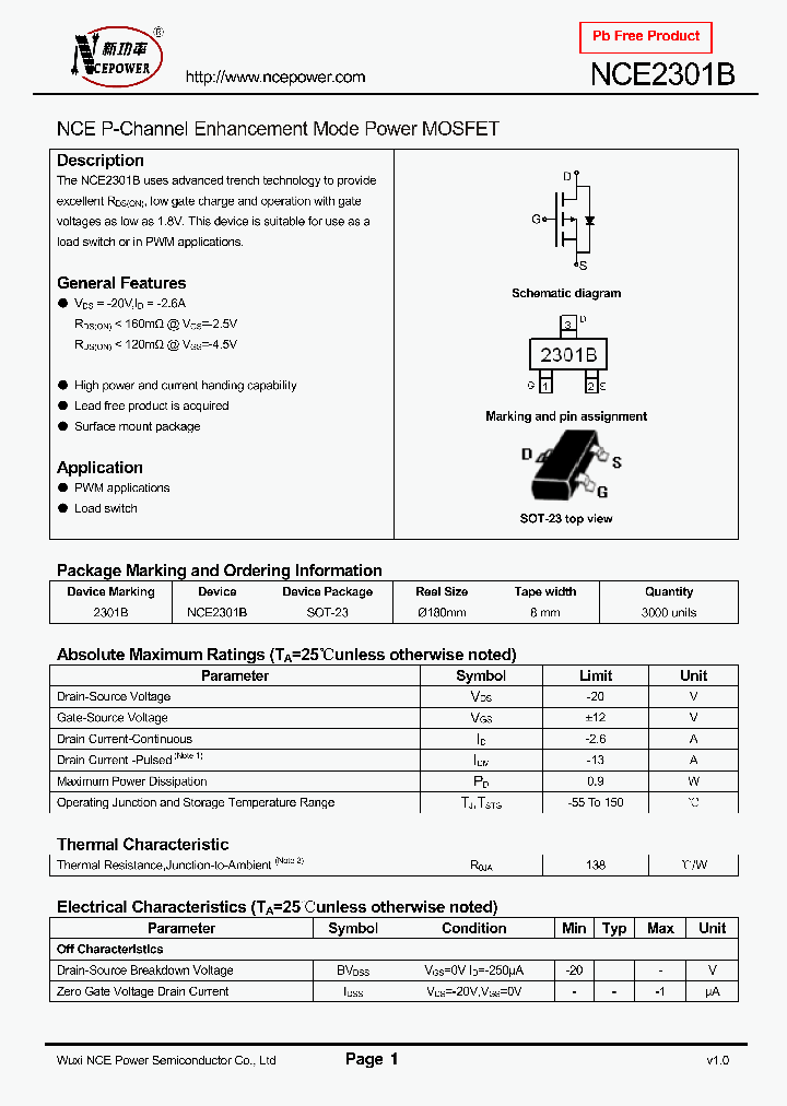 NCE2301B_8104257.PDF Datasheet