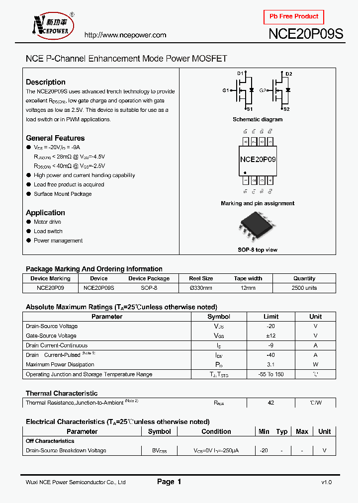 NCE20P09S_8104272.PDF Datasheet