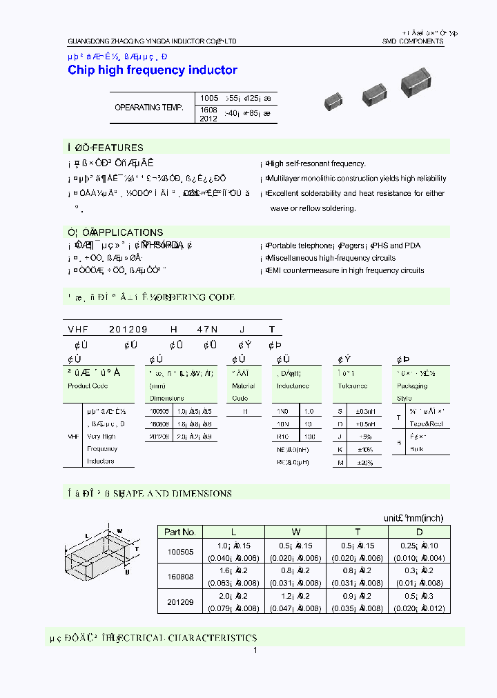 VHF160808H10NMT_8103166.PDF Datasheet