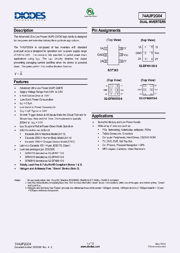 74AUP2G04_8105566.PDF Datasheet