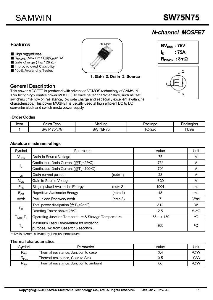SW75N75_8107718.PDF Datasheet