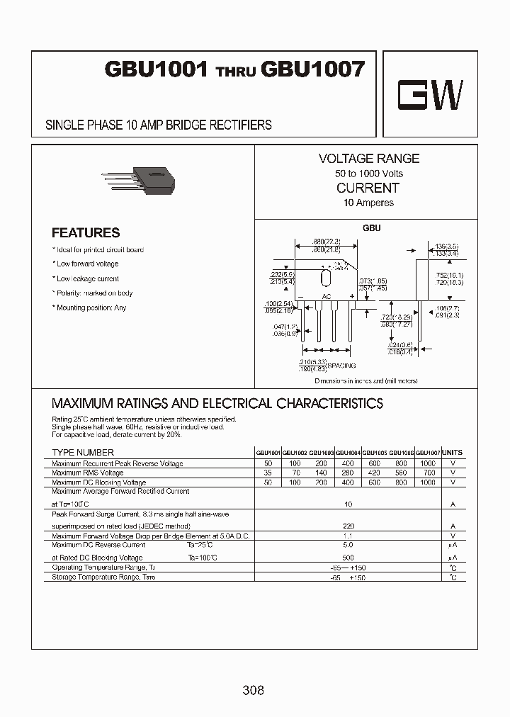 GBU1001_8108998.PDF Datasheet