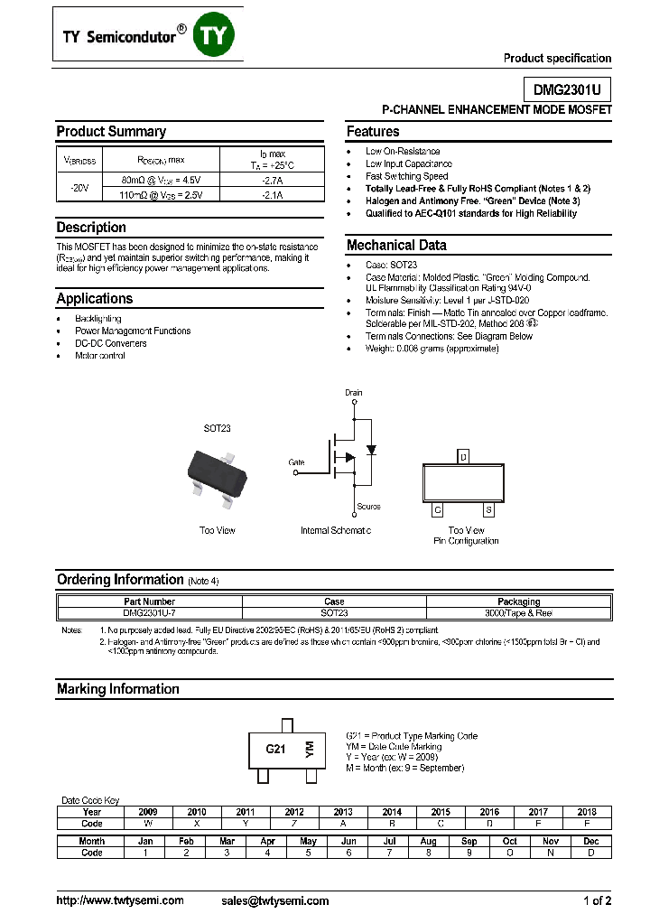 DMG2301U_8109018.PDF Datasheet