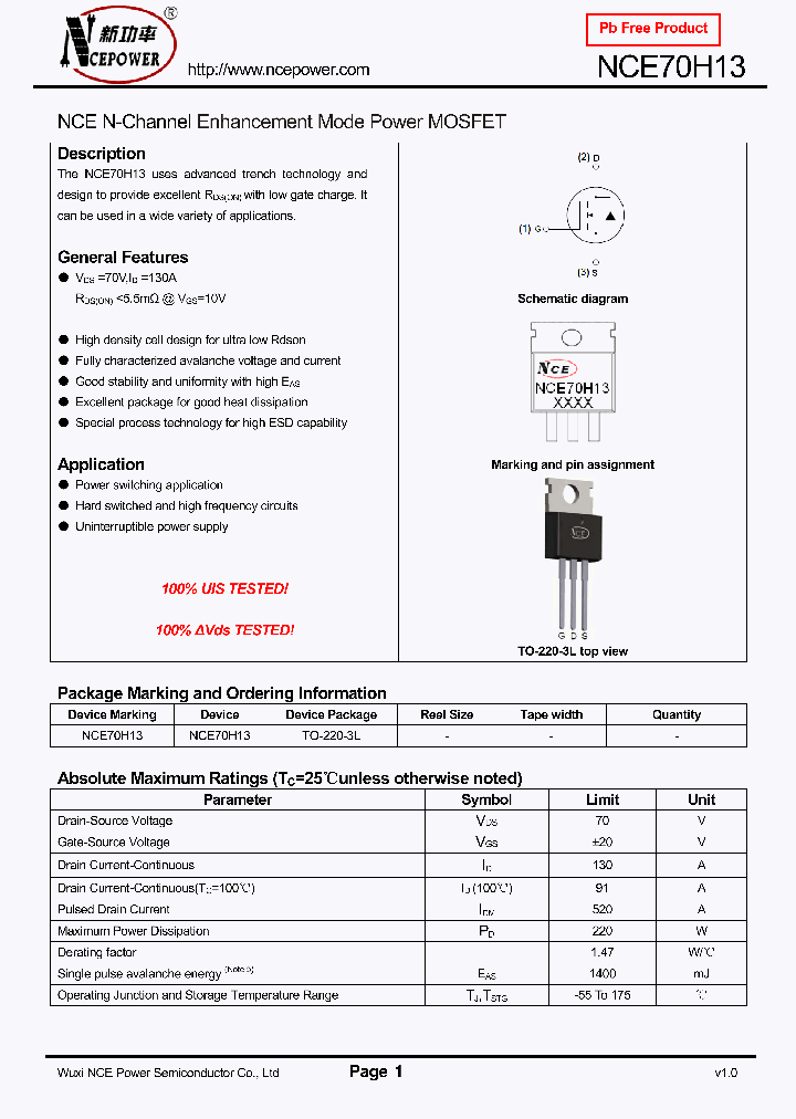 NCE70H13_8110861.PDF Datasheet