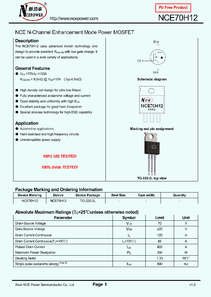 NCE70H12_8110860.PDF Datasheet