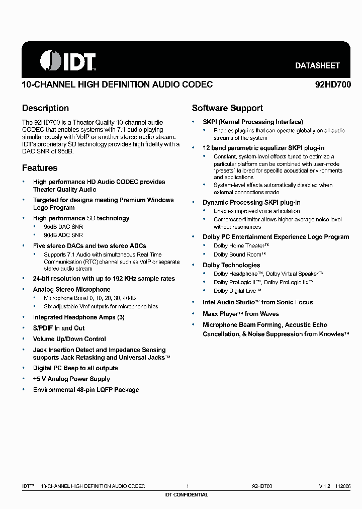 92HD700XX5PRGXYYX_8112310.PDF Datasheet