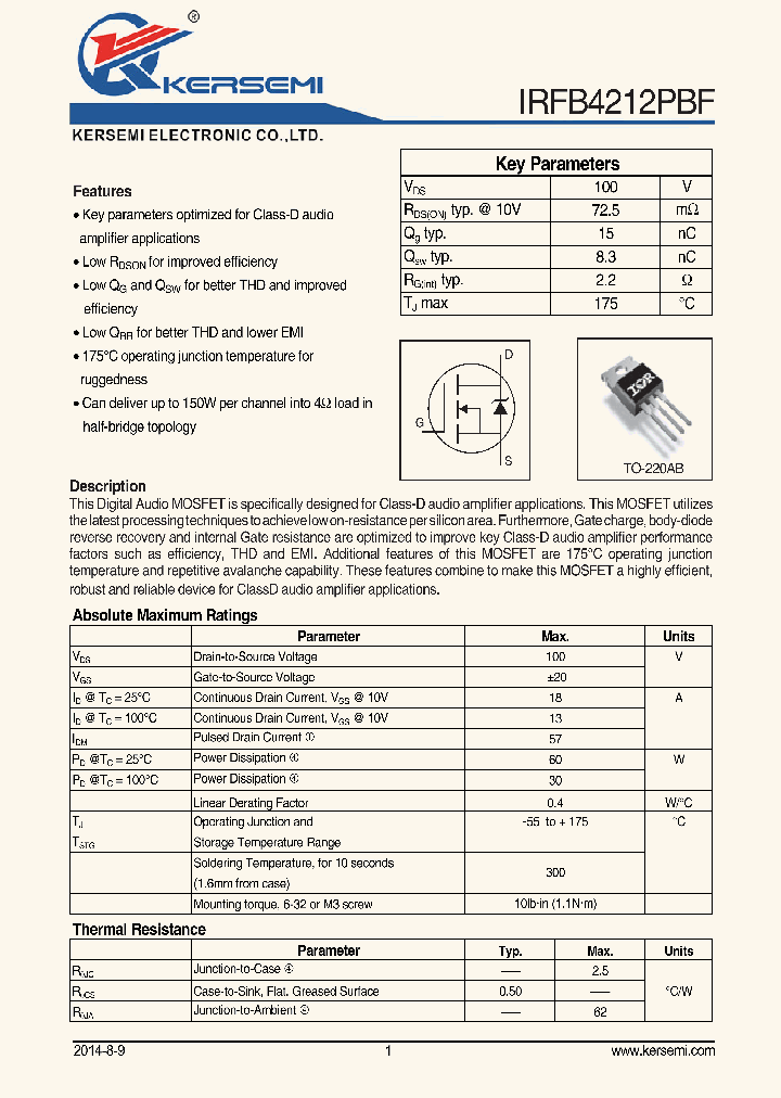 IRFB4212_8112721.PDF Datasheet