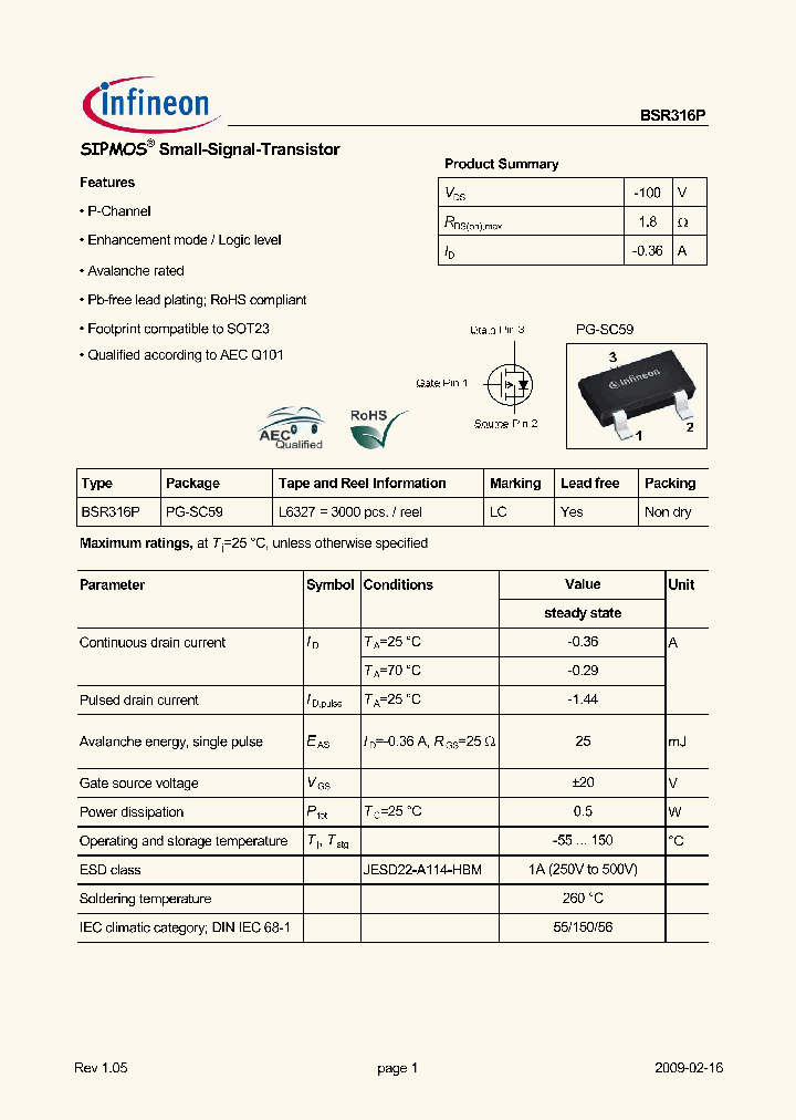 BSR316P_8112868.PDF Datasheet