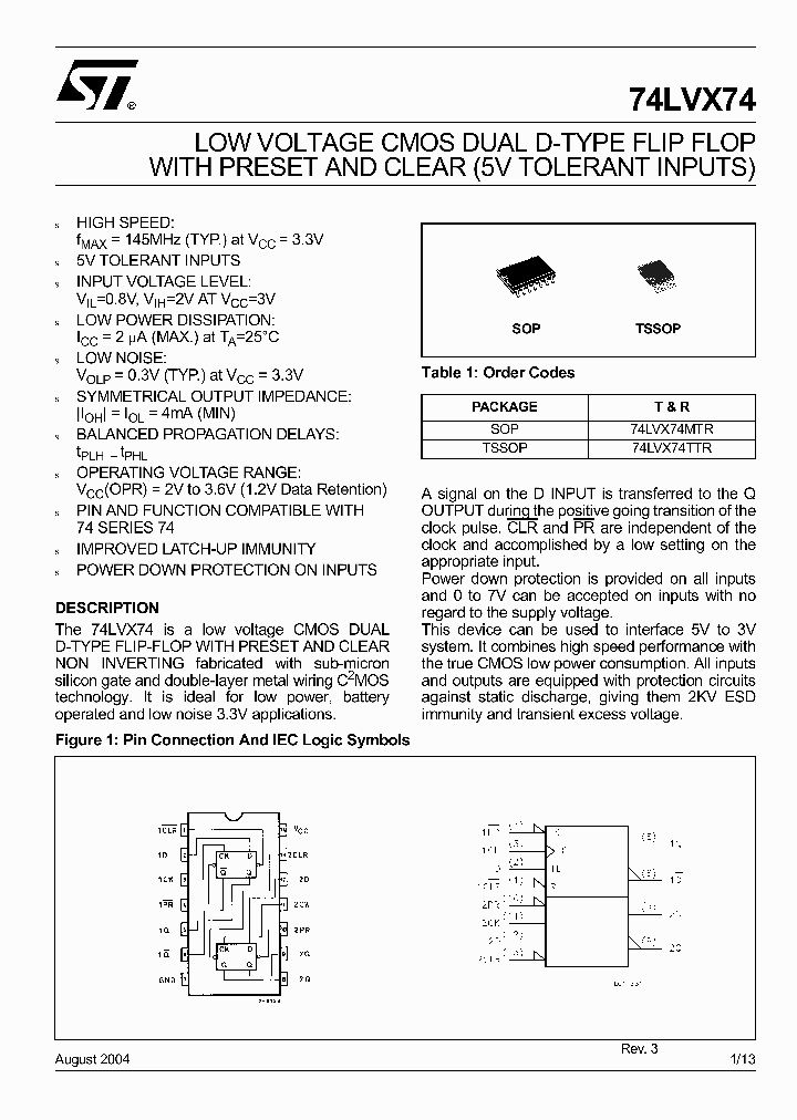 74LVX74TTR_8114893.PDF Datasheet