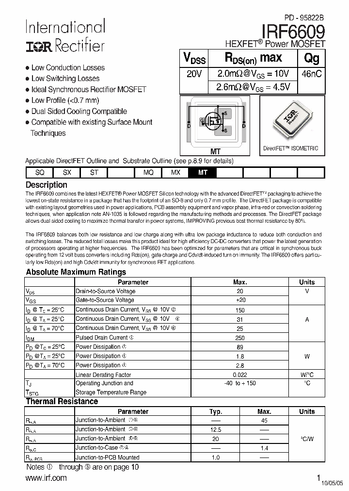 IRF6609TR1_8117313.PDF Datasheet