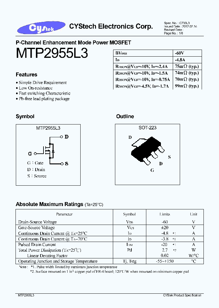 MTP2955L3_8119031.PDF Datasheet