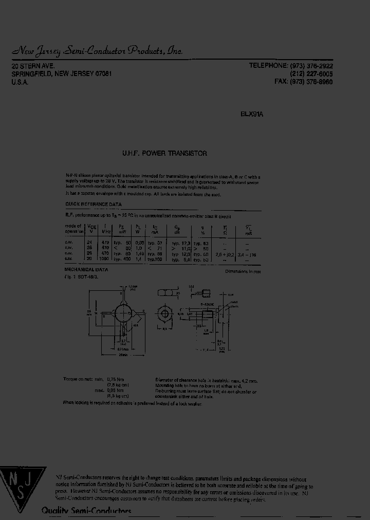 BLX91A_8121642.PDF Datasheet