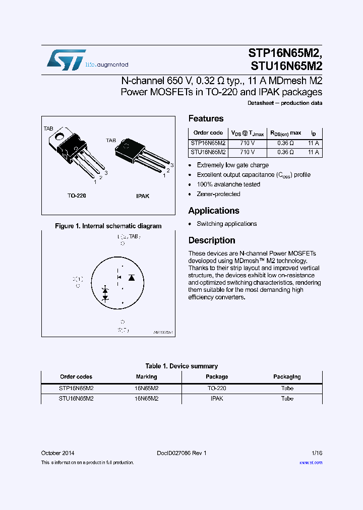 STP16N65M2_8127283.PDF Datasheet