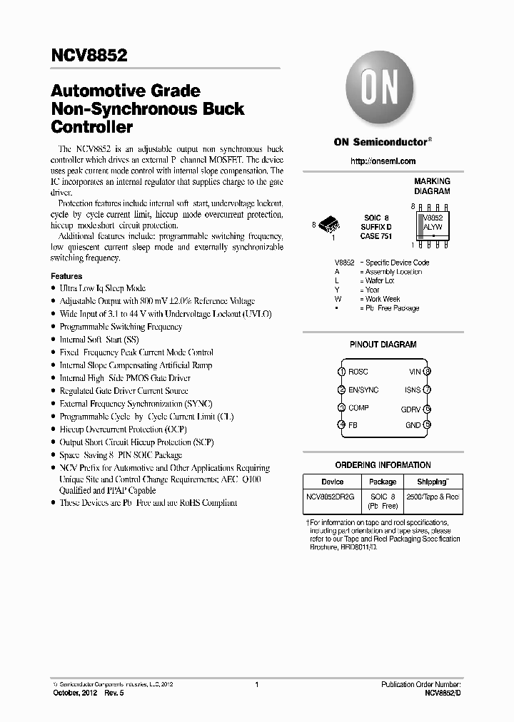 NCV8852_8128337.PDF Datasheet