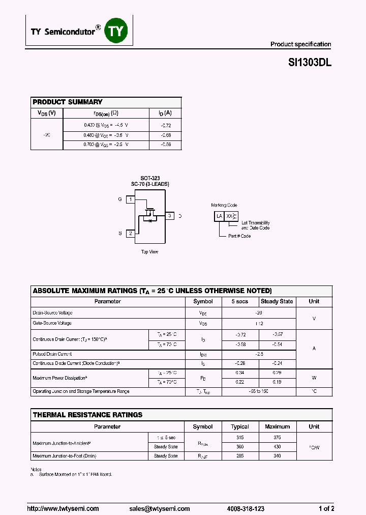 SI1303DL_8131779.PDF Datasheet