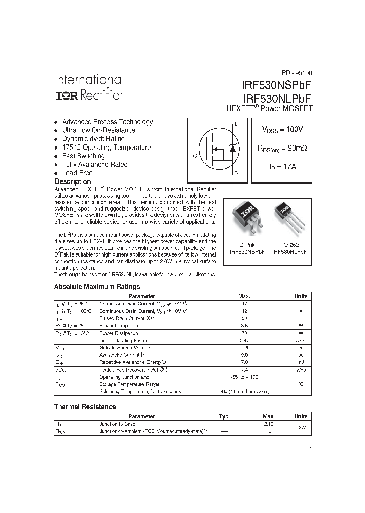 IRF530NLPBF_8132216.PDF Datasheet