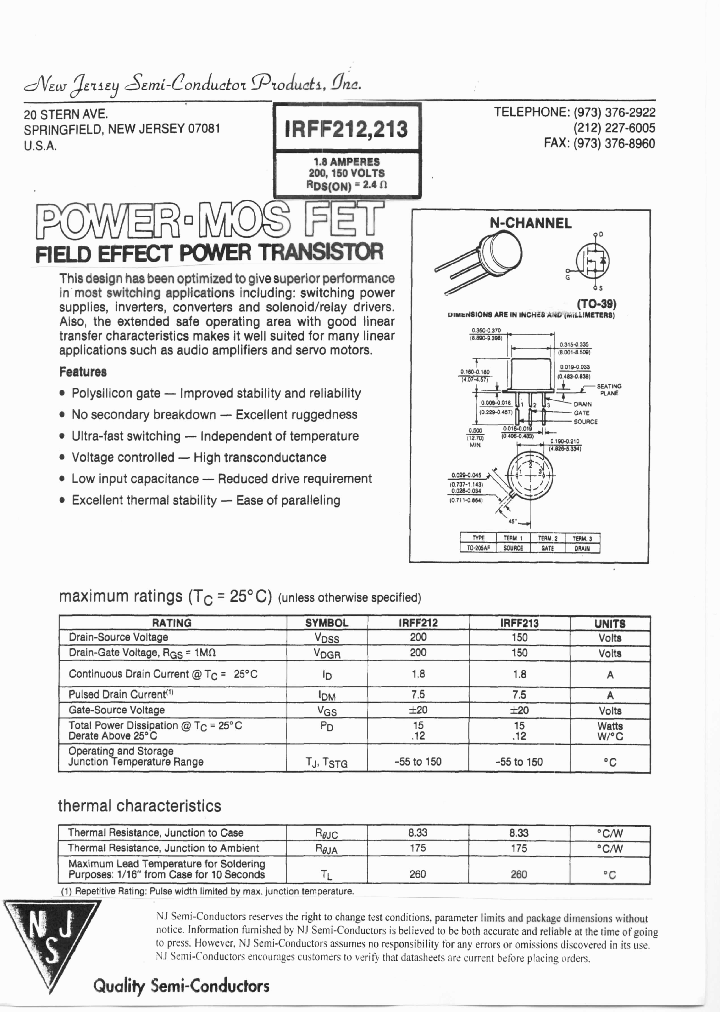 IRFF212_8132690.PDF Datasheet