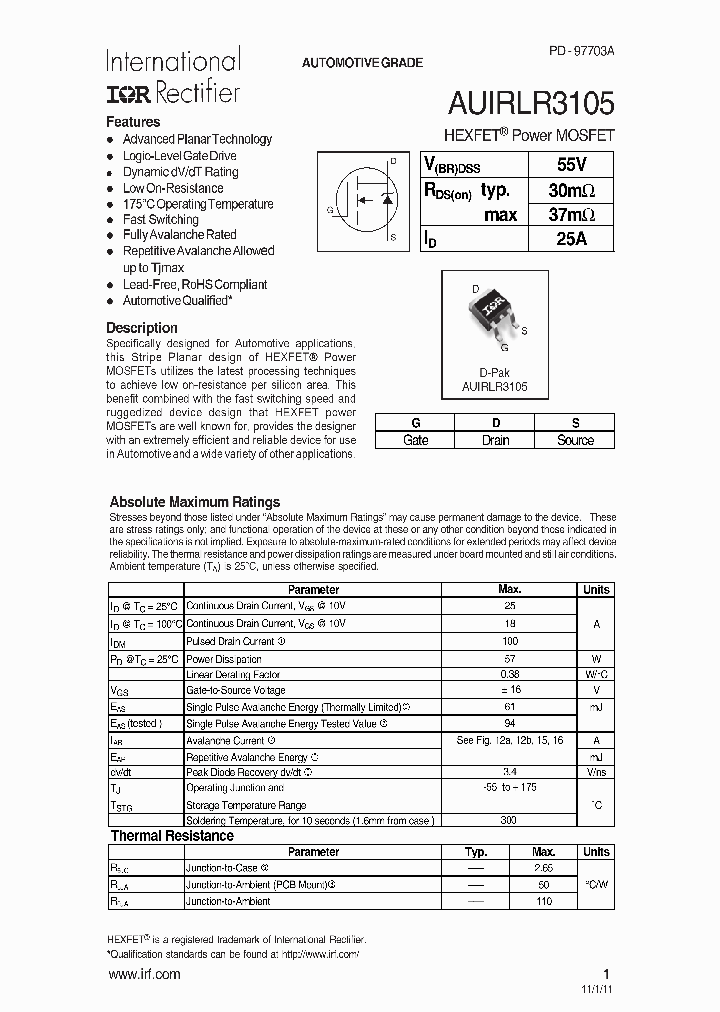 AUIRLR3105_8135437.PDF Datasheet