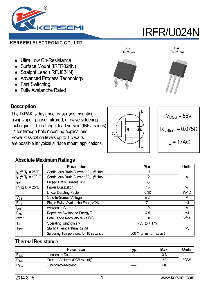 IRFU024N_8139110.PDF Datasheet