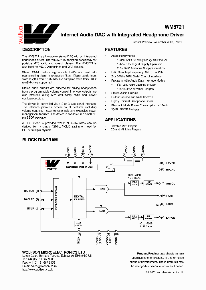 WM8721_8141327.PDF Datasheet