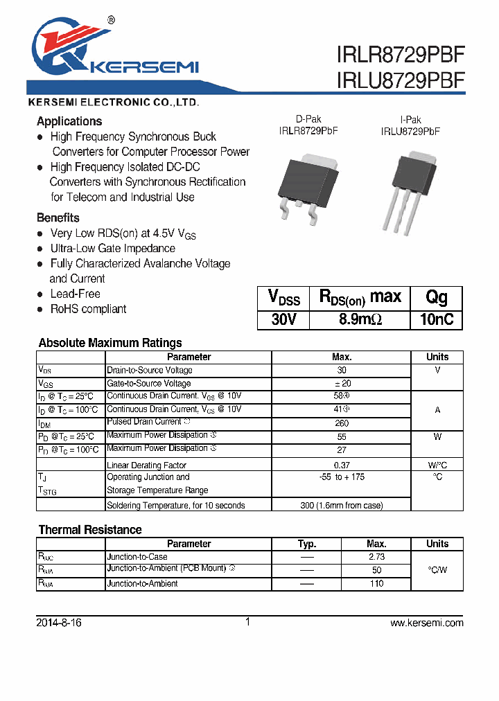 IRLR8729_8141703.PDF Datasheet