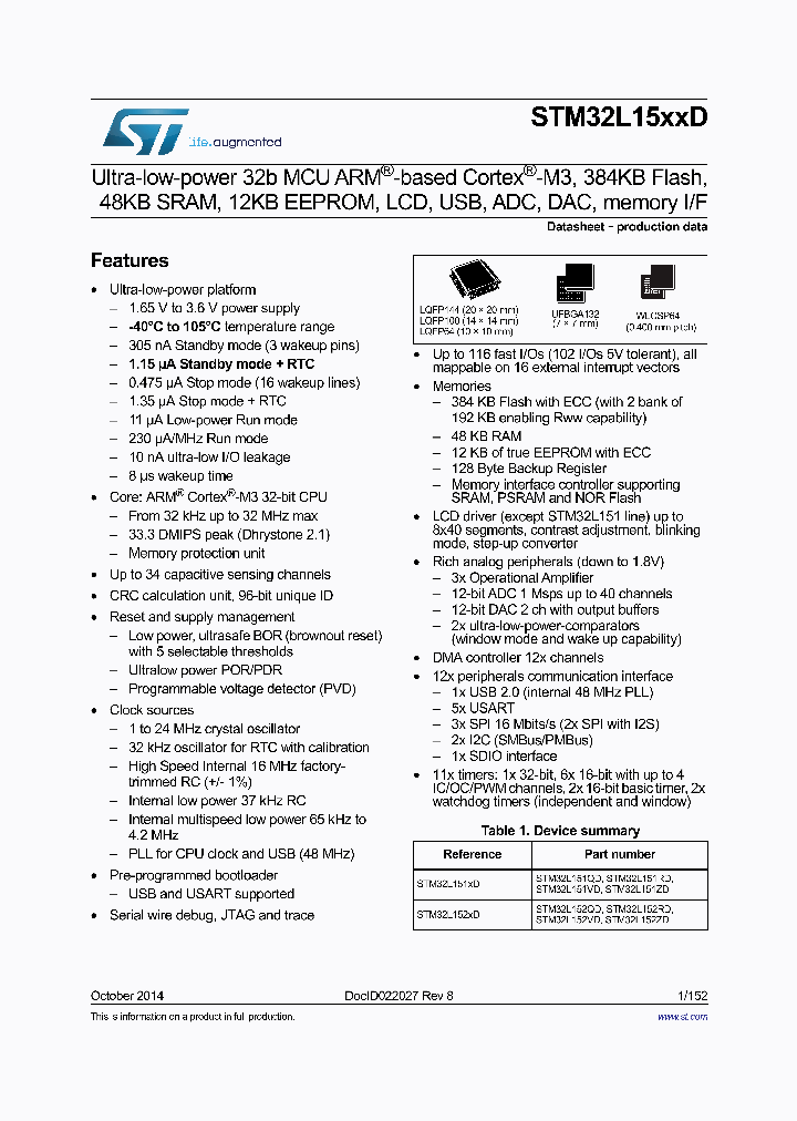 STM32L152RDY6TR_8141866.PDF Datasheet
