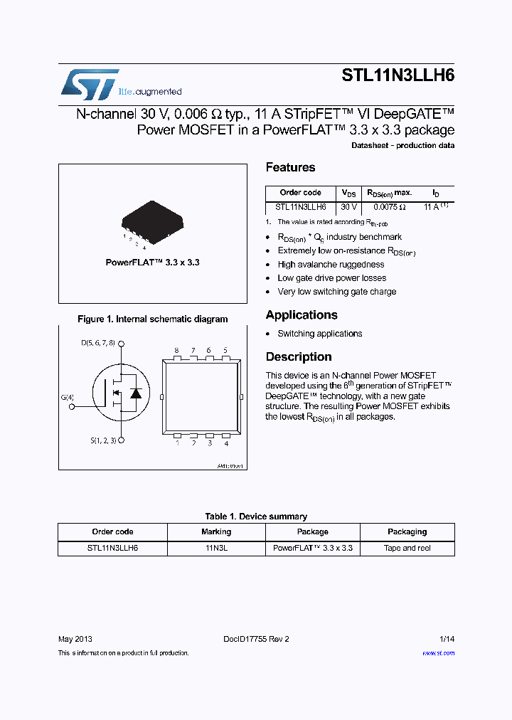 STL11N3LLH6_8142453.PDF Datasheet
