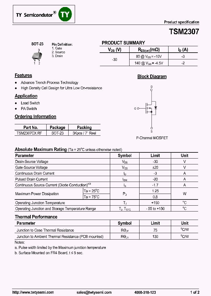 TSM2307CXRF_8143783.PDF Datasheet