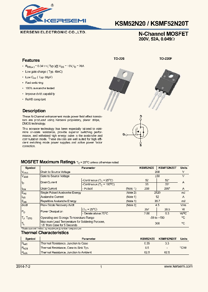 KSMF52N20T_8144314.PDF Datasheet