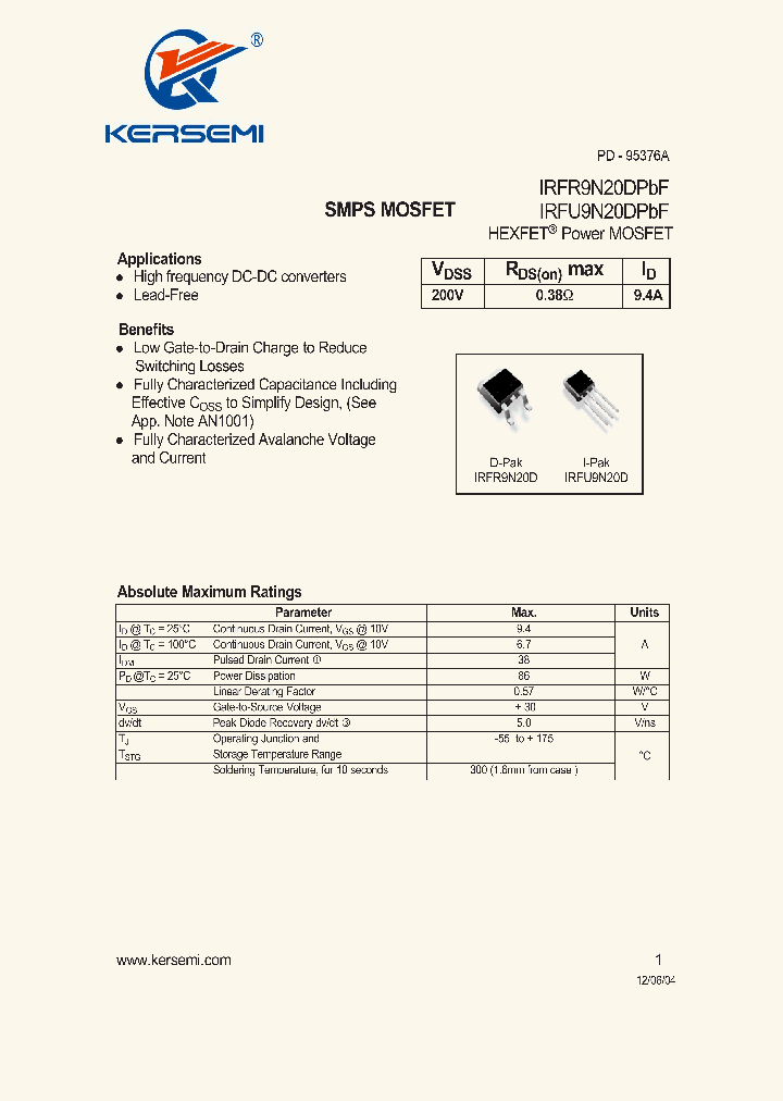 IRFU9N20DPBF_8144328.PDF Datasheet