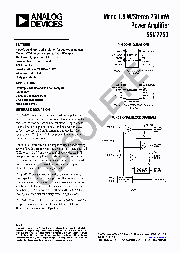 SSM2250-15_8147460.PDF Datasheet