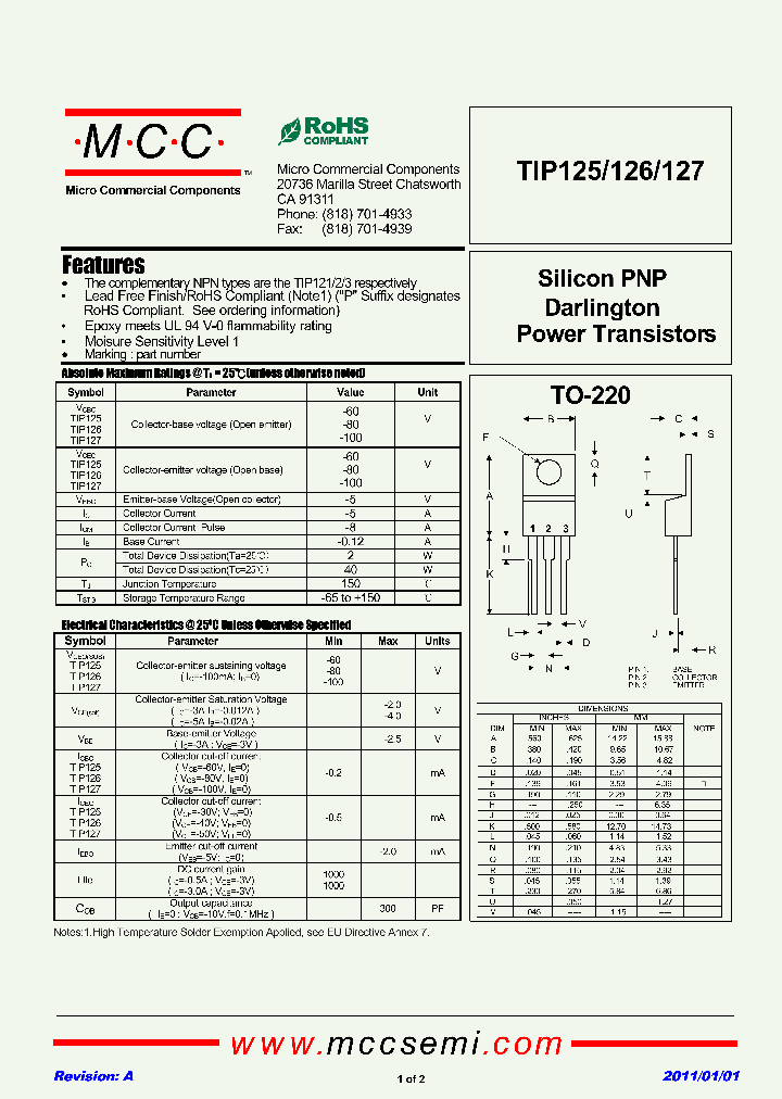 TIP126_8150165.PDF Datasheet